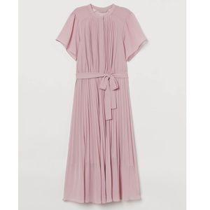 H & M blush chiffon pleated dress